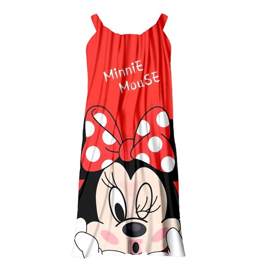 Mouse Kiss Girl Beach Dress, Magic World Beach Dress, Mouse Kiss Mom Dress, Mouse Dress, Cartoon AOP Sleeveless Beach Dresses