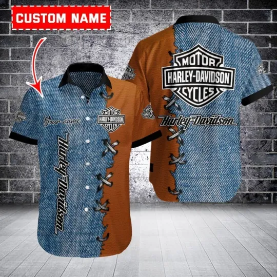 Personalized Harley Motor Racing Davidson Casual Button Down Shirt Unisex Adults