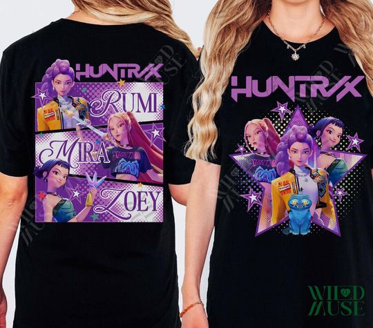 Kpop Huntrix 2 sides Shirt, Kpop Demon Hunters Shirt, Kpop Huntrix Tee, Mira, Rumi, Zoey, Derpy Tiger Tee, Gift for Huntrix, Saja Boys Fans