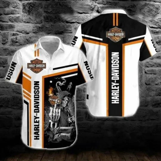 Harley Motor Racing Davidson Casual Button Down Shirt Unisex Adults
