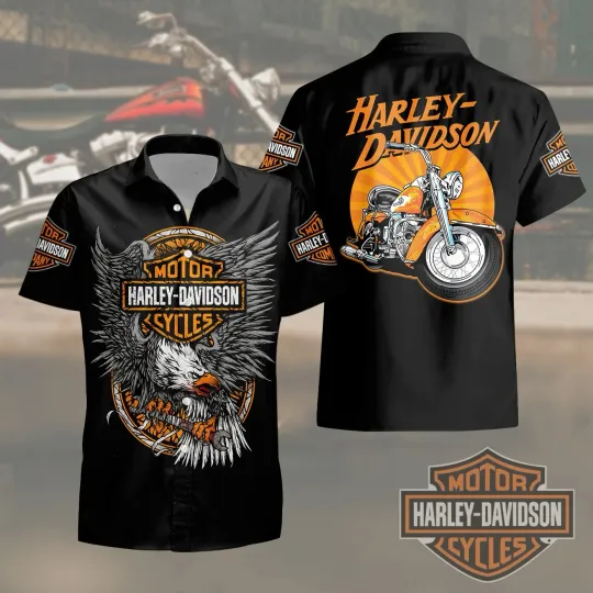 Harley Motor Racing Davidson Casual Button Down Shirt Unisex Adults
