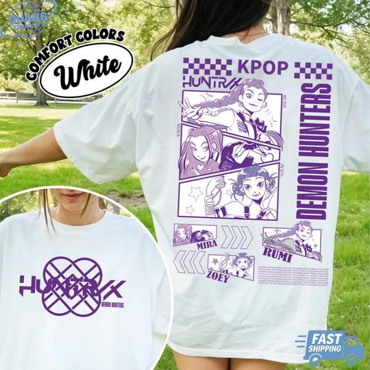 Kpop Demon Hunters Double Sided T-Shirt - Huntrix, Mira, Rumi, Joy Design