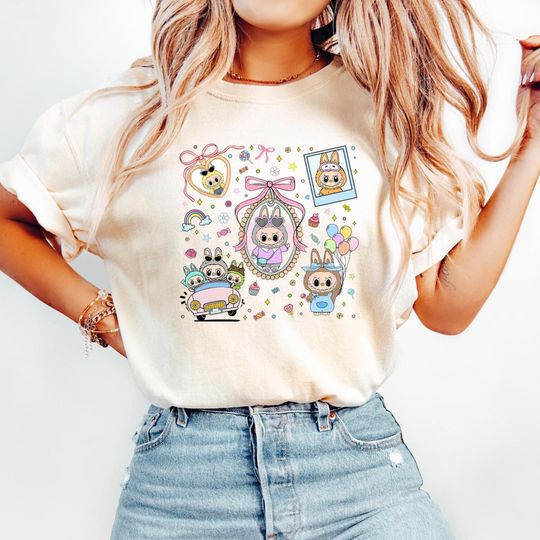 Comfort Colors Labubu Coquette Shirt, Cute labubu Tshirt, Cute Cartoon Dolls Graphic Tee, Labubu Monster, Coquette Pink Labubu, Labubu Lover