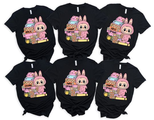 Labubu Back to School Shirt for Kids, Cute Bunny Character Grade Level Tee, PreK Kindergarten 1st 2nd 3rd 4th Grade Student Labubu Outfit