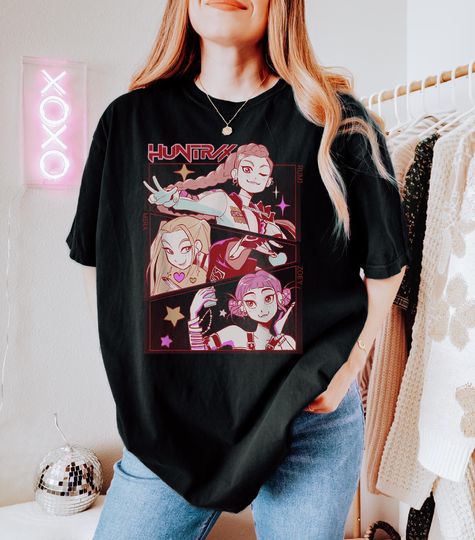 K-Pop Demon Hunters T-Shirt - Comfort Colors, Huntrix Tee, K-Pop Idol Group Shirt, Mira, Rumi, Zoey, Huntrix Fan