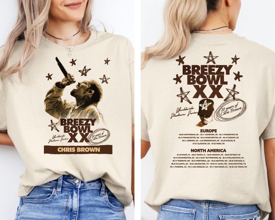Chris Brown Breezy Bowl XX T-Shirt, Chris Brown Album, CB Tour 2025