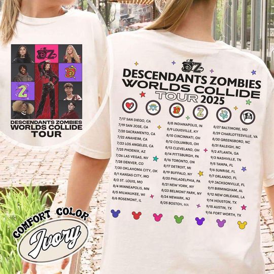 2-Sided Disney Descendants Zombies World Tour Shirt, The Rise Of Red Tee, Concert Tee