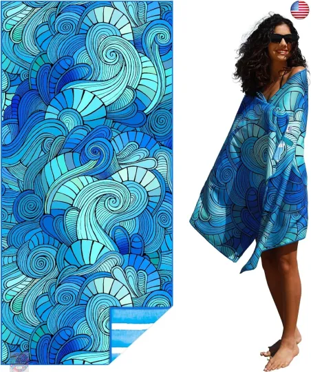 Microfiber Thin Lightweight Beach Towel Sand Free Quick Dry Absorbent Compact