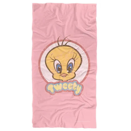 Looney Tunes Beach Towel, 30"x60" Retro Tweety Beach Towel Pink