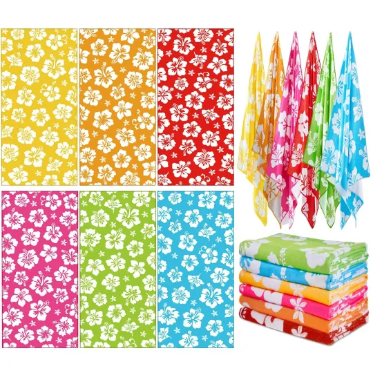 6 Pcs Microfiber Beach Towel 28 X 59 Inch Oversized Large Quick Dry Lightweight