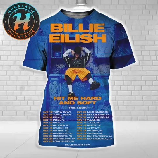 Billie Eilish 2025 Hit Me Hard And Soft Tour Dates T-Shirt