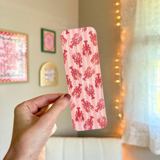 Pink Striped Lobster Bookmark