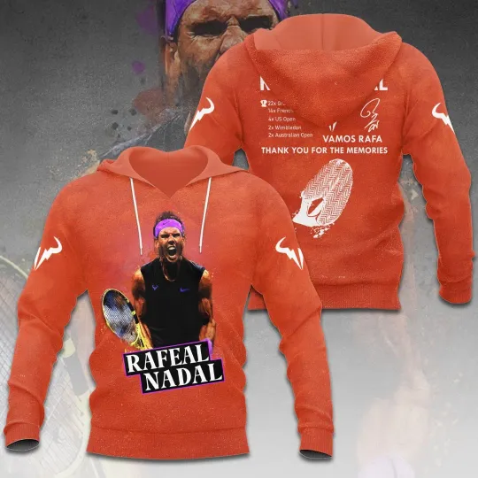 Rafaelll Nadalllll 3D Hoodie Unisex Tennis Icon Apparel for Sports Fans and