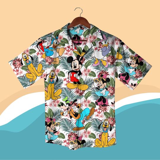 Mickey and Friends Hawaiian Shirt, Hawaiian Shirt, 4th of July Shirt, Trip Vacation Shirt, Minnie Mouse Summer Hawaiian Summer Gift