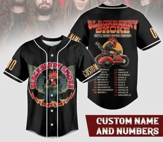 Blackberry Smoke Rattle Ramble And Roll Tour 2025 Baseball Jersey
