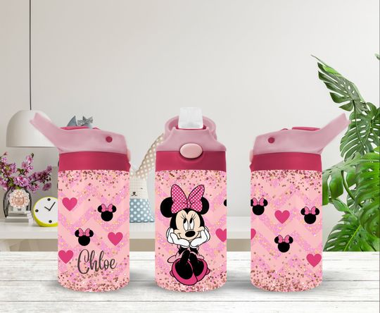 Personalized Minnie Mouse 12oz Kids Flip Top Water Bottle
