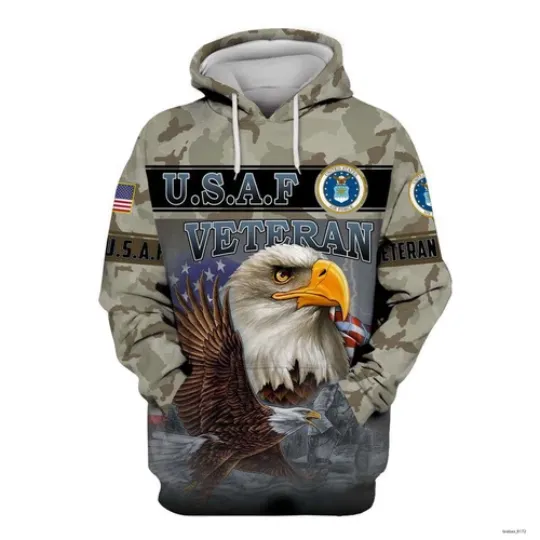 Us Air Force Veteran Hoodie PullOver Eagle Hoodie Size S-5XL