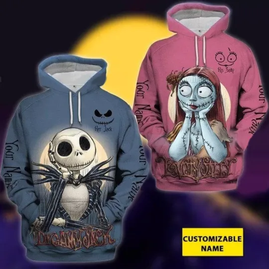 Personalized Love Sally And Love Jack Nightmare Couple 3D HOODIE Mother Day Gift