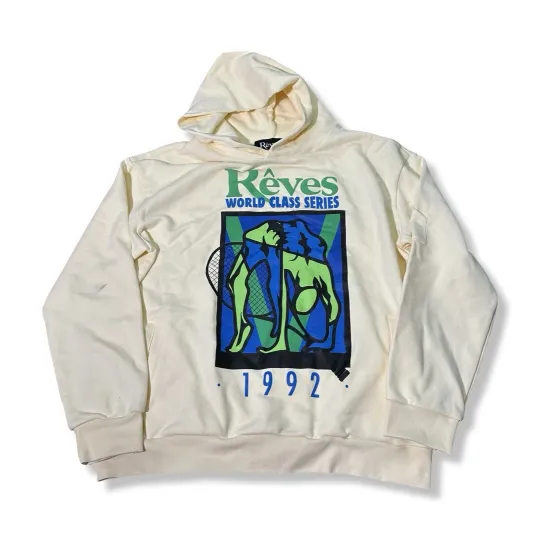 Reves World Class Tennis Hoodie Cream Men's Size XL