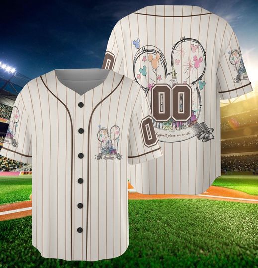 Personalize Disney mickey Mouse Happiest Place on Earth, Custom Kid Youth Adult Disney Jersey, Mickey and Friends Disney Mickey Safari Shirt