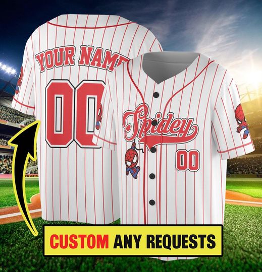 Personalize Spidey And His Amazing Friends Cute White Color, Custom Spider Verse Baseball Jersey Team, Baseball Team Outfit