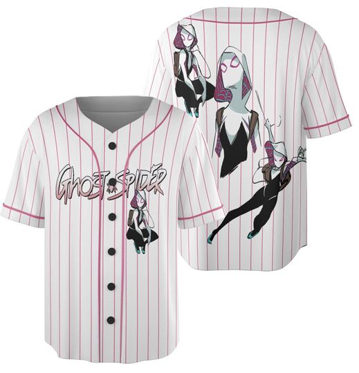 Spidey and Friends Gwen Ghost Spider Baseball White, Spiderman Baseball Jersey Outfit, Birthday Gift for Fan Family
