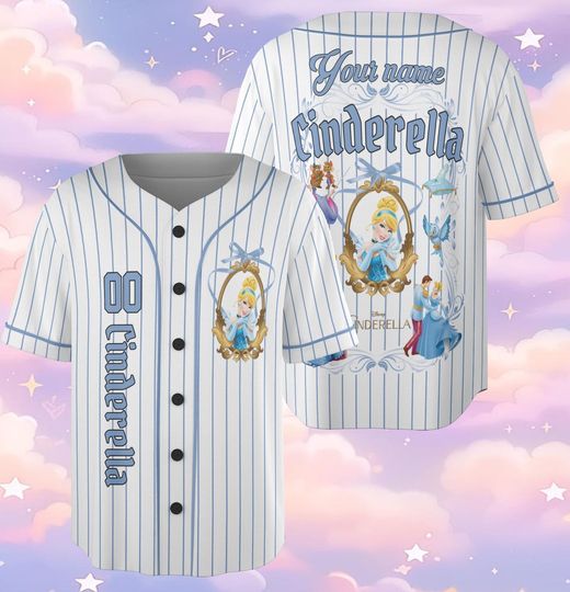 Custom Princess Cinde, Custom Name Game Day Kid Adult Jersey, Gift For Baseball Fan, Princess Matching Gift