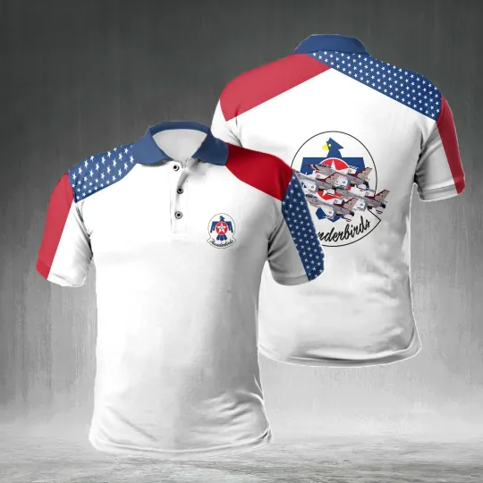 Personalized US Air Force Thunderbirds Polo Shirt Father's day Gift Shirt S-5XL