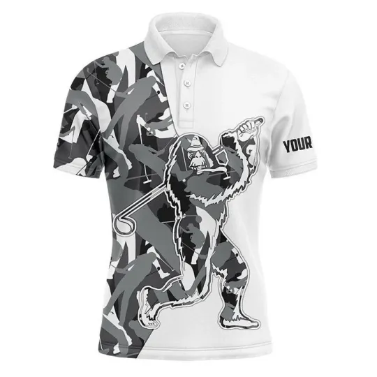 Bigfoot Golf Polo Shirts, Bigfoot Sasquatch Golf Player, Best Gift For Fans