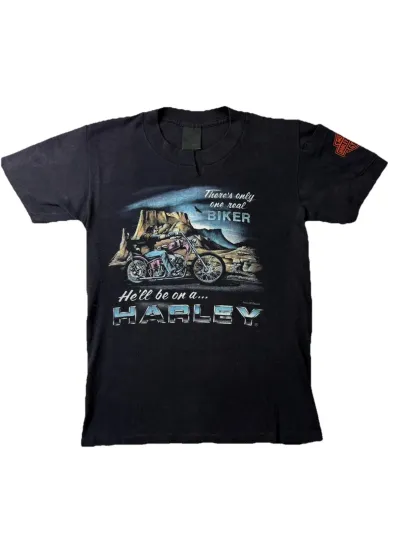 HARLEY 3D EMBLEM 1985 REAL BIKER BIKE WEEK DAYTONA BEACH T SHIRT 23”x 15.5”