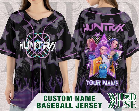 Custon Name Kpop Huntrix Baseball Jersey, Kpop Demon Hunters Jersey, Huntrix Jersey, Mira, Rumi, Zoey, Derpy Jersey, Gift for Huntrix fans