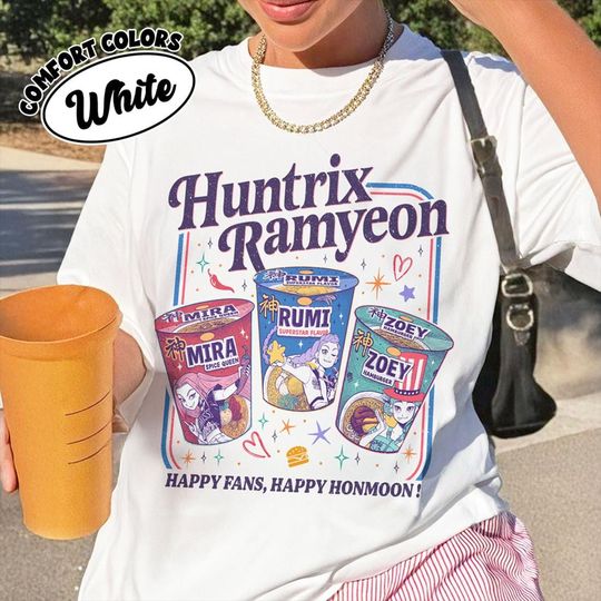 KPDH Ramyeon Shirt Comfort Colors For Fan, Demon Hunter Movie Inspired Noodle T shirt, Cool Korea Inspired Apparel