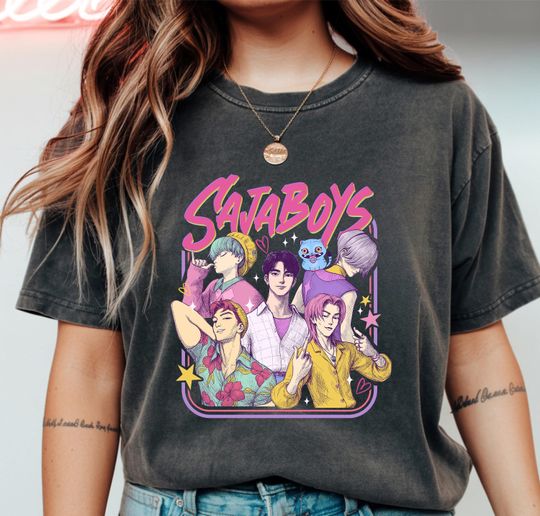 SajaBoys Kpop Demon Hunters T-Shirt, Kpop Boy Band Shirt, Anime Manga Style Tee, Demon Hunter Merch, Kpop Fan Gift Shirt