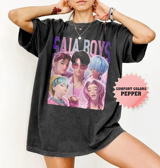 Saja Boys Kpop Handsome Comfort Color T-Shirt, Demon Hunters Bootleg 90s Tee, Kpop Huntrix Shirt, Saja Boys Fan Gifts, Music Y2k T-Shirt