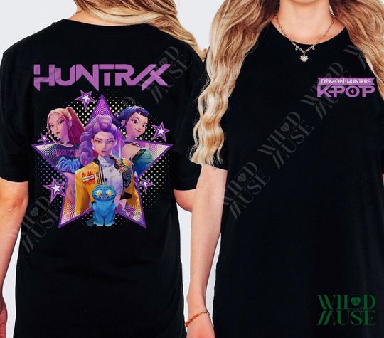 Kpop Huntrix 2 sides Shirt, Kpop Demon Hunters Shirt, Kpop Huntrix Tee, Mira, Rumi, Zoey, Derpy Tiger Tee, Gift for Huntrix, Saja Boys Fans
