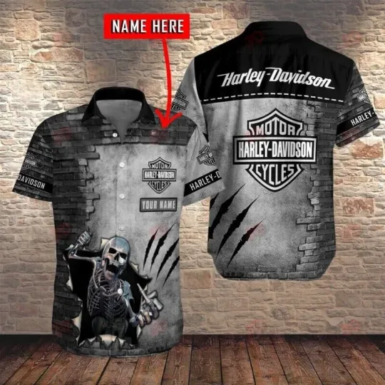 Personalized Harley Motor Racing Davidson Casual Button Down Shirt