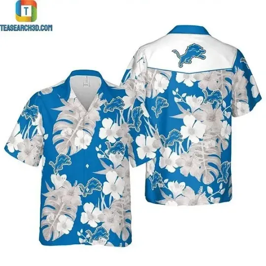 Detroit Football Team Lionss Hawaiian Button Down Shirt