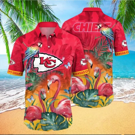 Kansas City Football Team Chiefss Hawaiian Button Down Shirt