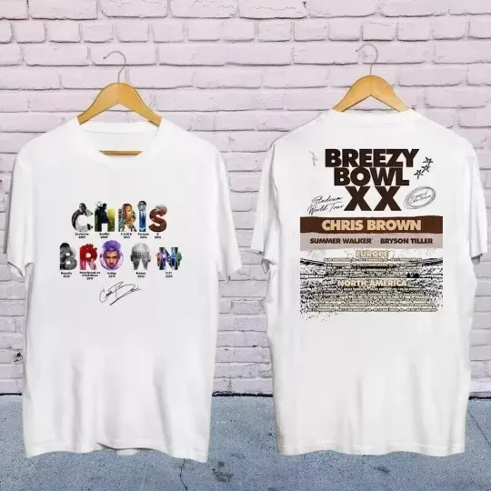 Chris Brown 2025 Concert Double Sided T-Shirt - Breezy Bowl Tour