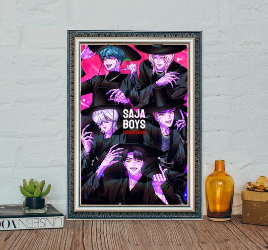 Saja boys KPop Demon Hunters Poster, KPop Demon Hunters 2025 Japanese Movie Poster, Classic Anime Movie Canvas Cloth Poster