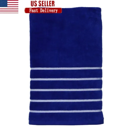 Royal Blue Stripe Beach Towel 100 Cotton Quick Dry Soft Absorbent Travel Pool US
