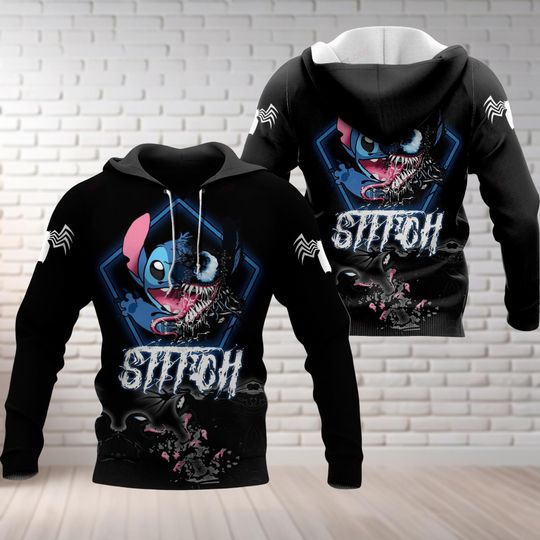 Stitch Venom Hoodie, Lilo And Stitch Hoodie, Anti Superhero-Shirt, Movie Zip Hoodie