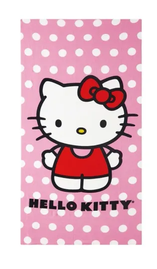 Hello Kitty Polka Dots Pink Beach Bath Pool Towel 27 in x 54 in by Sanrio