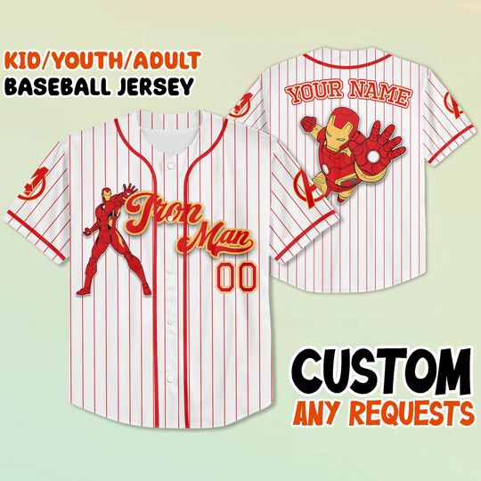 Custom Iron Man Baseball Jersey, Marvel Disney Shirt, Superhero Jersey Tee, Personalized Disney Vacation Shirt, Avengers Fan Gift