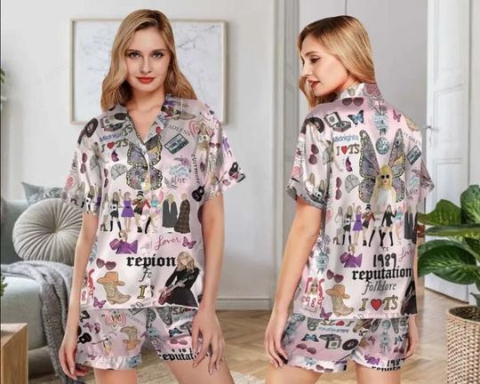Swifti Eras Tour Pajama Set  Short Sleeve Shirt & Matching Shorts