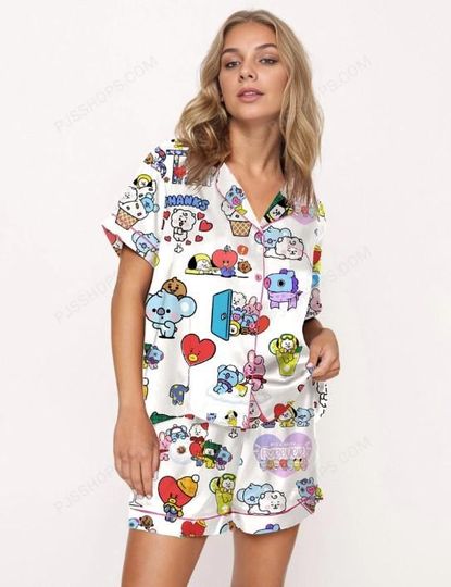 BTS Inspired Pajama Set  The Bangtan Boys Silky Soft Sleepwear, Kpop Pajamas for Women