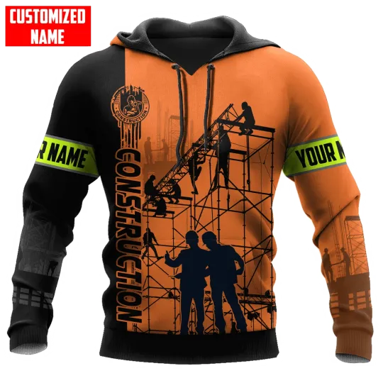 Construction Worker Orange Safety Custom name shirts