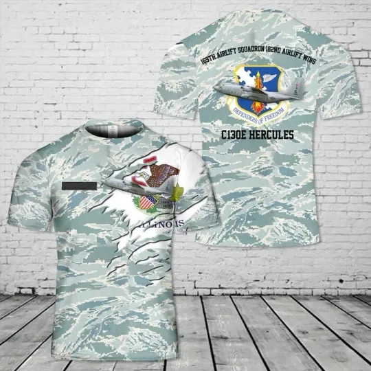 Custom Name Illinois Air National Guard 169th Airlift Squadron 3D T-shirt