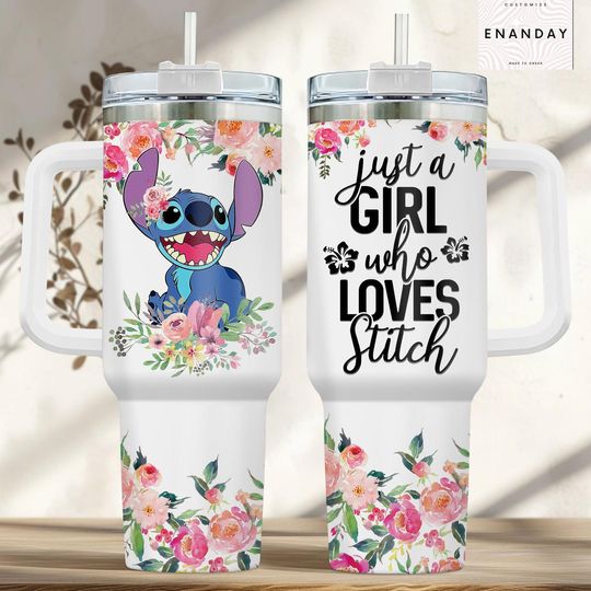 Just A Girl Who Loves Stitch Tumbler 40oz, Disney Stitch Tumbler, Disney Gift, Gift for Her, Stitch Merch