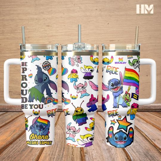 Disney Stitch Pride Month 40oz Tumbler, Pride Month 2025 Steel Tumbler, Lilo And Stitch Tumbler For Fan, Disneyland Stitch Pride Cup